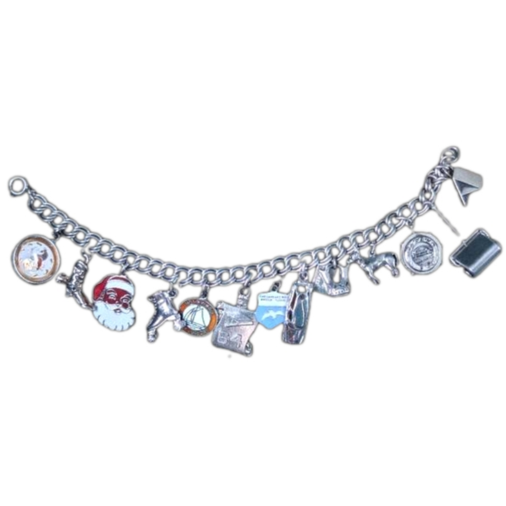 Vintage Silver Charm bracelet mova le charms 1964 925 Sterling